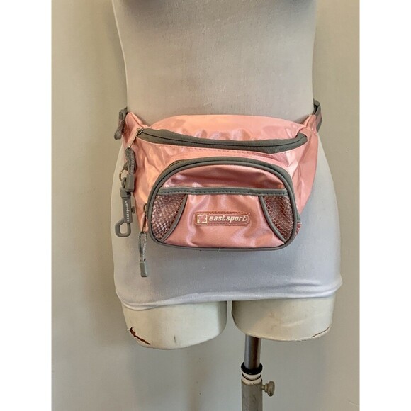 VTG Eastsport Belt Bag Pink Gray Women Fanny Pack 2000s 90s y2k Barbie Cute Trav - Picture 5 of 15
